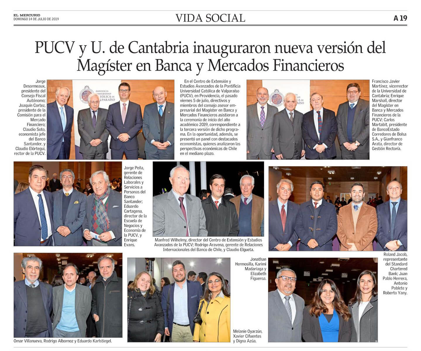 Recorte del Diario El Mercurio - sección vida social