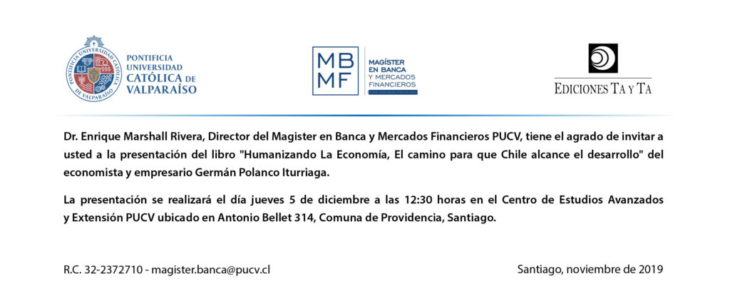 Presentación del libro "Humanizando la Economía" del destacado economista y empresario Germán Polanco. 05 de Diciembre 2019