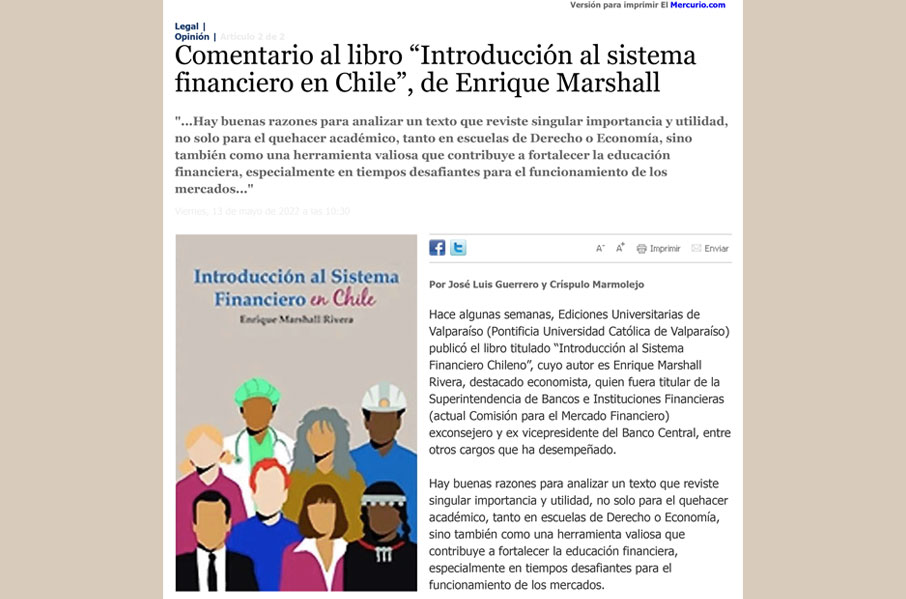 thumb Comentario al libro “Introducción al sistema financiero en Chile”, de Enrique Marshall